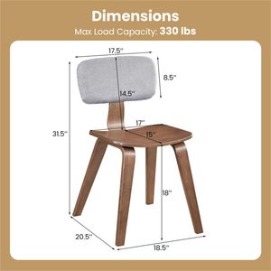 Teddy Velvet Upholstered Dining <b>Chair</b> Set 2-Piece (Grey and Walnut) Plush <b>Padded</b> Design - Product Image 5