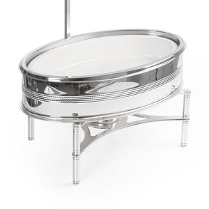 ถาดอุ่นอาหารสแตนเลสทรงรีแบบแขวน พร้อมฝาปิดหรูหรา ขัดเงาอย่างดี พร้อมขาตั้ง สำหรับงานจัดเลี้ยงระดับไฮเอนด์ - Product Image 5