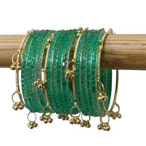 Trending <b>Copper</b> Alloy Imitation Pearl Geometric Design Churiyan <b>Bangles</b> Set for Women Custom Colors Sizes Traditional Kashmiri - Product Image 1