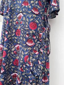 Women's Hand Block Print Cotton Wrap Maxi <b>Dress</b> Floral V Neck Summer Wear Bohemian Fashion Ladies Garment - Product Image 4