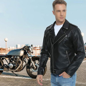 ขายตรงจากโรงงาน แจ็คเก็ตหนังแกะแท้สำหรับผู้ชาย สั่งตัดได้ตามต้องการ สไตล์ไฮสตรีท ปิดด้วยซิป - Product Image 4