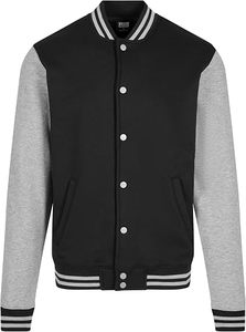 Chaqueta Varsity Negra y Gris para Hombre con Cierre de Botones, Corte Regular, Estilo Casual, Cuello Camisero, Material de Poliéster y Algodón - Product Image 6