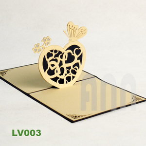 Haute qualité One-Heart 3D Pop-Up carte de voeux nouvelle tendance impression offset Souvenir papier Durable artisanat amour pour personnel - Product Image 1