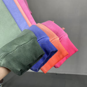 430GSM Heavyweight 100% Cotton men's hoodies/hoodies men Pullover Sweatshirts Acid Wash Distressed French Terry <b>Crewneck</b> - Product Image 2