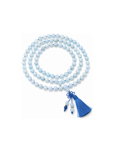 Collar Mala de 108 Cuentas de Aguamarina, 7 Chakras, Anudado a Mano, Joyería para Yoga y Meditación - Product Image 1