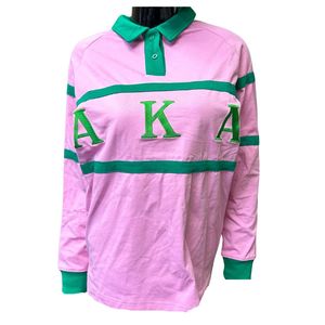 Camiseta de Rugby Rosa y Verde para Mujer, Manga Corta, Estilo Jersey, Informal, Deportiva, a la Moda, Prenda Urbana, Elegante, Tejida - Product Image 1