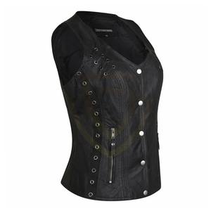 Gilet en cuir matelassé sans manches pour femme, style décontracté, collection automne, vente chaude usine - Product Image 3