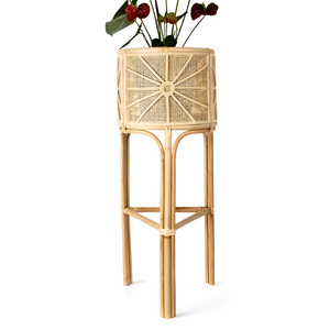 Soportes de mimbre para macetas, muy vendidos, soporte para macetas de plantas verdes, soporte de madera natural para plantas - Product Image 5