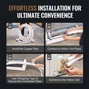 Set di tubi per climatizzazione da 25FT per sistemi HVAC, tubi in rame da 3/8'' e 5/8'' D.E. con isolamento a triplo strato per condizionamento dell'aria - Product Image 2
