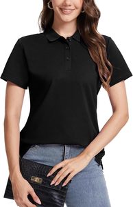 Chemise polo pour femme, coupe ajustée, col chemise, mélange de coton, légère, toucher doux, décontractée, chic, tendance, élégante, été, printemps, quotidienne - Product Image 5