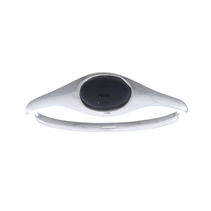 Sophisticated Trendy Women's Oval Black Agate Sterling Silver Band <b>Statement</b> <b>Ring</b> - Product Image 2