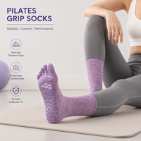 Chaussettes de Pilates personnalisées à bout ouvert, antidérapantes pour le yoga, avec revers élastique et tissu doux pour femmes, idéales pour le yoga, le Pilates, l'entraînement et le fitness (ODM)