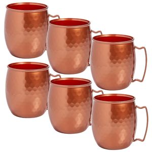 Copper mule beverage mug set for rooftop skyline cocktails hammered finish metal cups durable reusable party mugs - Product Image 1