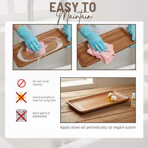 Plateau de service rectangulaire en bois massif d'acacia, plateau multifonctionnel pour collations, fruits et desserts, brun - Product Image 1