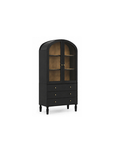 Librería Moderna de Madera con Puertas de Vidrio Arqueadas y 3 Cajones, Mueble Independiente para Sala de Estar, Estantería, Decoración del Hogar - Product Image 2
