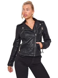 Customized Short Sleeve Black Faux Leather Motorbike <b>Racing</b> <b>Jacket</b> for Women Winter Motocross Motorcycle Plus Size Printed - Product Image 5
