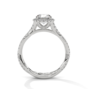 14K White Gold Twisted <b>Infinity</b> Engagement Ring With Round Cut Lab Created Grown Diamond GRA Certified Wedding Jewelry For Women - Product Image 3