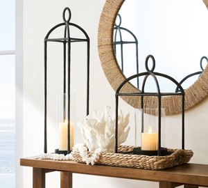 Modern Decorative Metal <b>Lantern</b> <b>Set</b> Matte Black <b>Lanterns</b> Black cand pillar holder for home & garden decor dinning Christmas Deco - Product Image 2