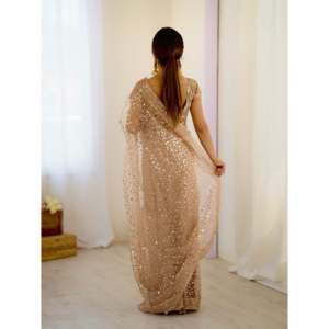 Designer Evening <b>Saree</b> with Sequins and Dori Work for Party Wear - Product Image 3