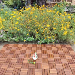 Dalles de terrasse emboîtables en composite bois-plastique, imperméables, brossées, pour patio extérieur, couleur teck brun, 300 x 300 mm - Product Image 4