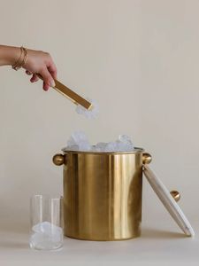 Antique Finish Brass Ice Basket For <b>Bar</b> Counter Metal Ice Bucket For Cocktail <b>Drinks</b> Party Serving Home - Product Image 3