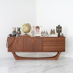 Meuble de rangement pour salon en teck massif, style moderne du milieu du siècle, buffet, credenza, armoire, console en bois avec tiroirs Direct - Product Image 3