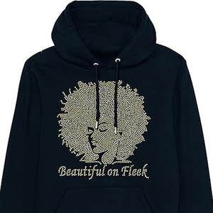 Sudadera con capucha de algodón 100% con cremallera, diseño a cuadros, pedrería y color personalizado, estilo casual de invierno, ecológica, nueva moda. - Product Image 2