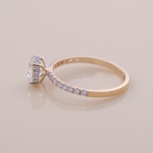 Bague de fiançailles et de mariage en diamant de laboratoire rond brillant certifié IGI, en or 14 carats avec bande pavée, pour cadeau d'anniversaire - Product Image 3