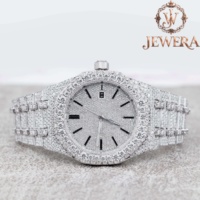 Reloj de Lujo de Acero Inoxidable Blanco Plateado con Cristal y Diamantes Mossinate de Alta Calidad, Suministro Directo de Fábrica