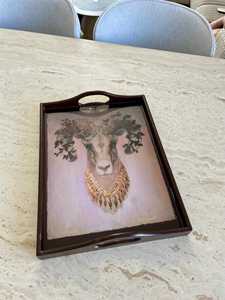 Luxury Durable Eco-Friendly Polished Solid Wooden Handcrafted Rectangle <b>Serving</b> <b>Tray</b> <b>Handles</b> Coffee Table Party Wedding Birthday - Product Image 1