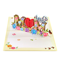 Vente en gros de carte pop-up 3D personnalisée pour la fête des mères avec la meilleure maman de tous les temps pour boutique de cadeaux ou ODM/ OEM