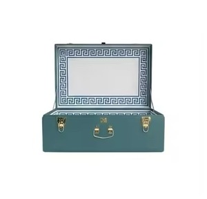 Coffre de rangement rectangulaire décoratif en métal blanc crème, écologique, vintage, boîte organisatrice pour souvenirs, imprimé feuilles botaniques - Product Image 5