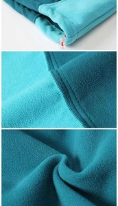 เสื้อแจ็คเก็ตขนแกะโพลาร์สองสีแบบกำหนดเองสำหรับผู้ชาย สีฟ้าอมเขียว คอตั้ง ซิปยาวเต็มตัว เสื้อโค้ทกันหนาวสำหรับกิจกรรมกลางแจ้ง - Product Image 2