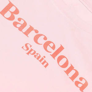 Camiseta de Manga Corta con Cuello Redondo Rosa para Mujer, Estampado con el Logotipo de Barcelona, España, Ropa Casual, 100% Algodón Jersey, Transpirable - Product Image 5