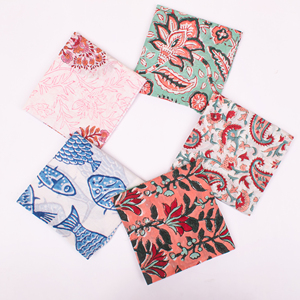 Sanganeri Floral Print Light Cotton Scarf, Traditional Jaipur Square <b>Bandana</b> for Unisex Summer Wear - Product Image 3