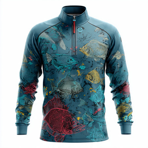 Fishing Zip Up Jacket Men Moisture Wicking Jersey For Fishing Sublimation Shirts Men Fishing Zip Up Shirt Outdoor UV Protection - Product Image 6