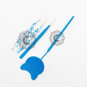 Pinzas de extensión de pestañas de punto plateado personalizables de alta calidad Recubrimiento de polvo profesional hecho a mano con etiqueta personalizada - Product Image 2