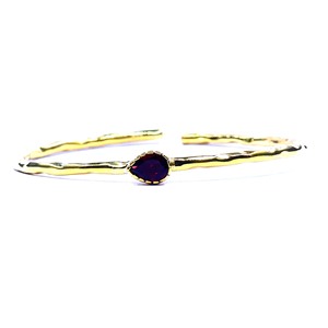 Women's 18K Solid Gold <b>Ruby</b> Bangle <b>Bracelet</b> With Baguette Cut Diamonds Geometric Classic Design Bezel Setting Wedding Jewelry - Product Image 3