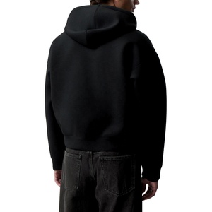 Sudadera con Capucha y Cremallera Extra Grande para Hombre, Color Gris Sólido, Algodón French Terry, Estilo Casual para Otoño - Product Image 3