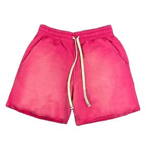 Pantalones cortos deportivos de Jogger de lana de algodón liso Vintage lavado ácido personalizados para hombre estilo de calle alta cordón corto de sudor en blanco personalizado - Product Image 1