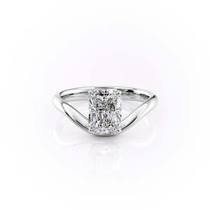 Radiant Cut Moissanite Diamond Open Loop <b>Split</b> Shank Solitaire Romantic Propose Gift 925 Sterling Silver <b>Ring</b> - Product Image 1