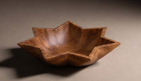 Bol de service en bois de noyer et bois de manguier, forme étoile à six branches, design géométrique, élégant, pour centre de table