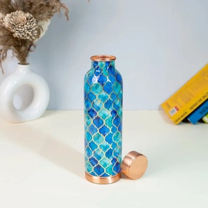 Custom Moroccan-Patterned Pure Copper Water <b>Bottle</b> Decorative Ayurvedic Wellness Vessel Stylish Leak-Proof Metal Water <b>Bottle</b> - Product Image 2