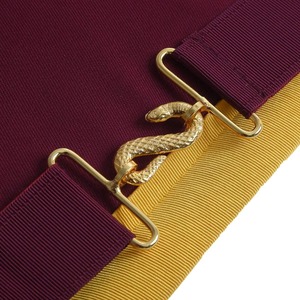 Delantal de la Orden del Amaranto, terciopelo granate con bordes y flecos amarillos, delantales de la francmasonería con personalización. - Product Image 6
