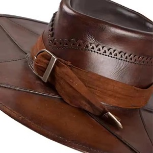 Sombrero de Vaquero de Cuero Unisex, Casual para Exteriores, Primavera/Otoño, 56-58 cm, Bordado a Mano, Marrón, Ala Ancha - Product Image 4