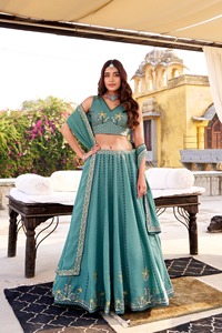 Indian Traditional Ethnic Lehenga Choli Set in <b>Sequin</b> Thread Embroidery Dupatta Wedding Party Dress for Women Fancy Trendy Wear - Product Image 6