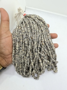 Al por mayor Cuentas de piedras preciosas de Jaspe Dálmata Heishi Tyre Crema Negro 4-5mm, Hilo de 16 pulgadas, Fabricante de joyas LG Gemstones - Product Image 3