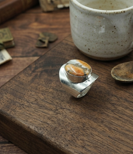 925 Sterling Silver Oyster Turquoise Statement <b>Ring</b> Yellow & Rose Gold Plated Handmade Artisan Geometric Jewellery <b>Ring</b> for Her - Product Image 1