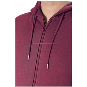 Sudadera con capucha para hombre, de manga larga, de algodón y poliéster, color liso, con cremallera, a la moda - Product Image 4