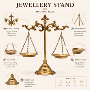 Vintage Brass Balance Scale Jewelry Stand Decorative Necklace Holder Display Rack for Earrings Rings Bracelets and Home Storage - Product Image 5